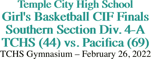 Temple City High School Girl's Basketball