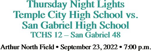 Thursday Night Lights Temple City High