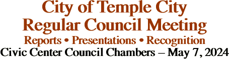 City of Temple City Regular Council